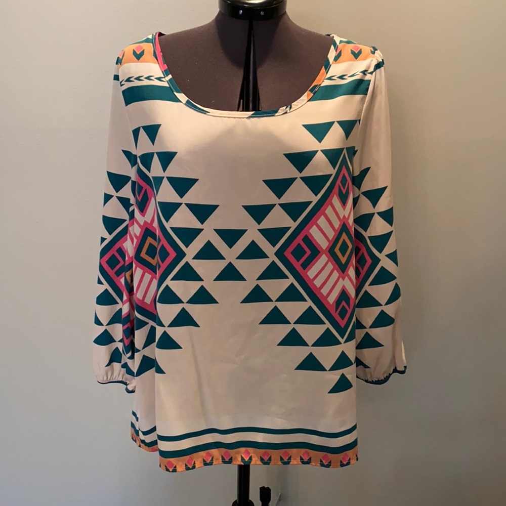 Aztec Print Blouse Size M